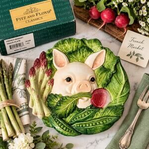 Fitz and Floyd French Market Pig Snack Plate 78/298 Box